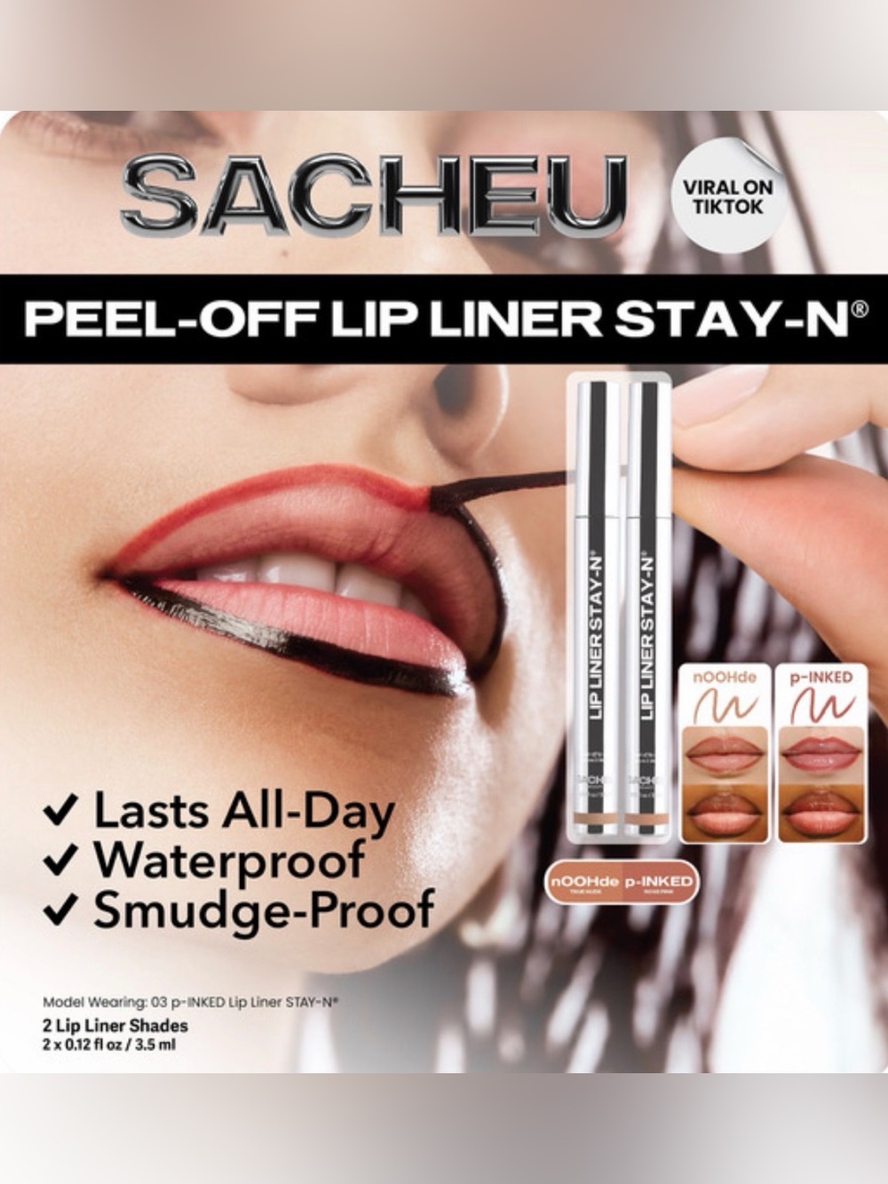 2 pc Sancheu Peel-Off Long Lasting Waterproof Lip Liner